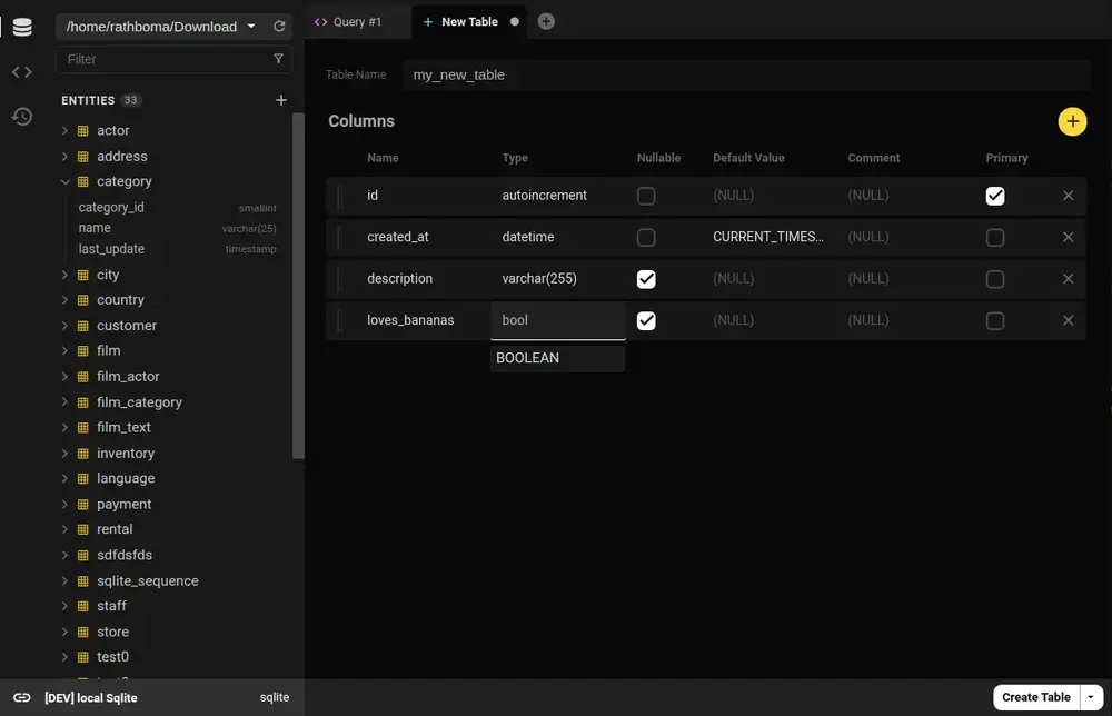 Manage your database structure in seconds without writing any code.