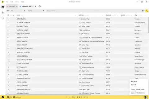 Query history and saved queries, light theme