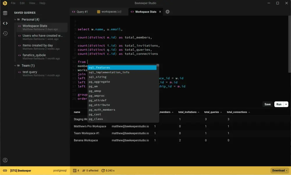 The query editor works just the way you'd expect (thank goodness).