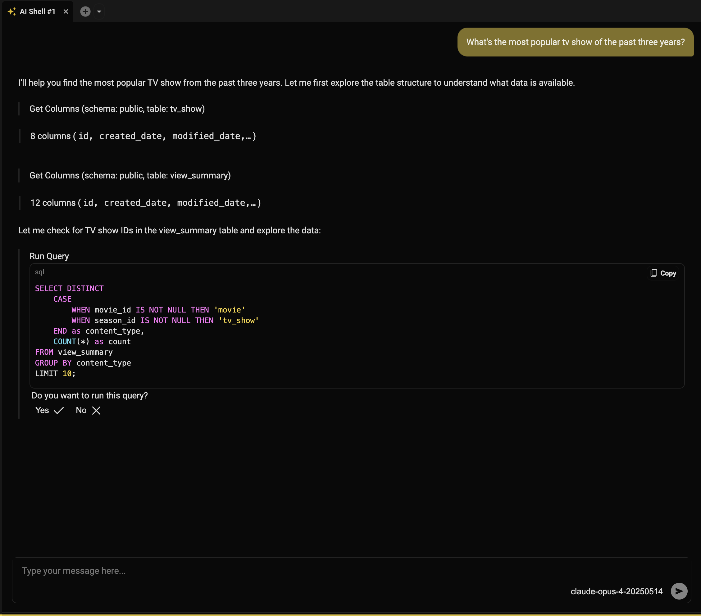 Beekeeper Studio's AI Shell